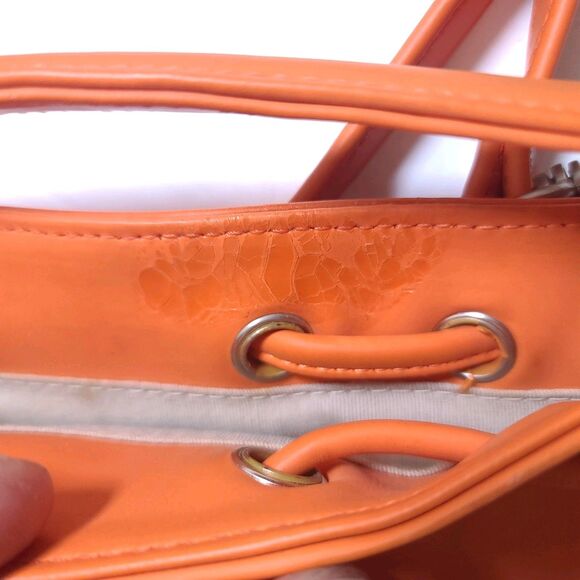 Guess Vintage Y2k Drawstring Closure Crossbady Bucket bag womans Orange Purse - Picture 15 of 15